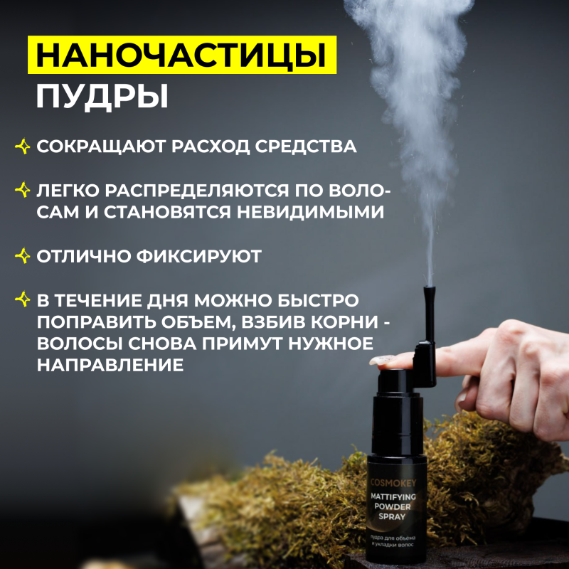 Спрей-пудра для матирования и придания объема волосам, 4 г